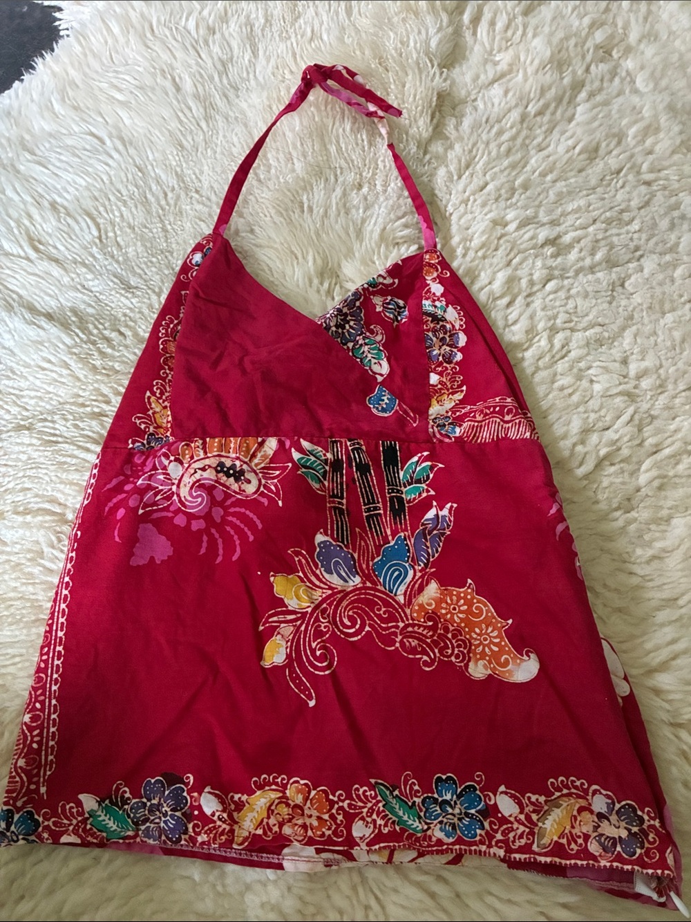 Women’s Red Floral Halter Bag batik